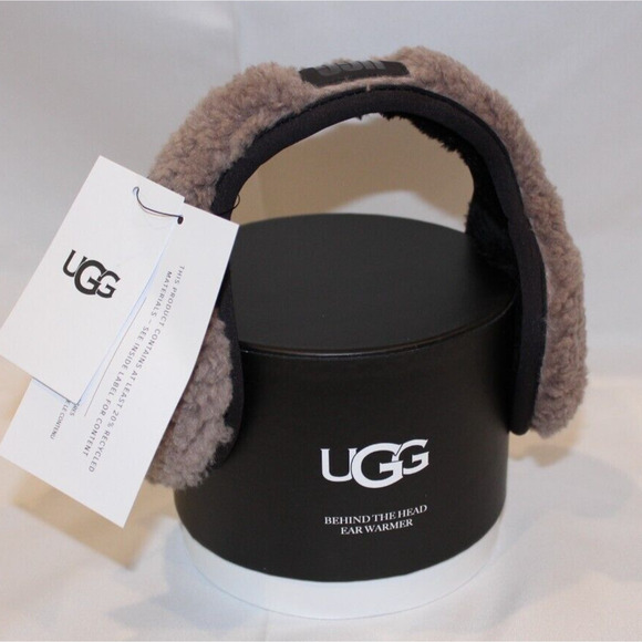 UGG MEN'S WOMEN'S SHEARLING EAR MUFFS GRAY OSFA NIB - Picture 2 of 4
